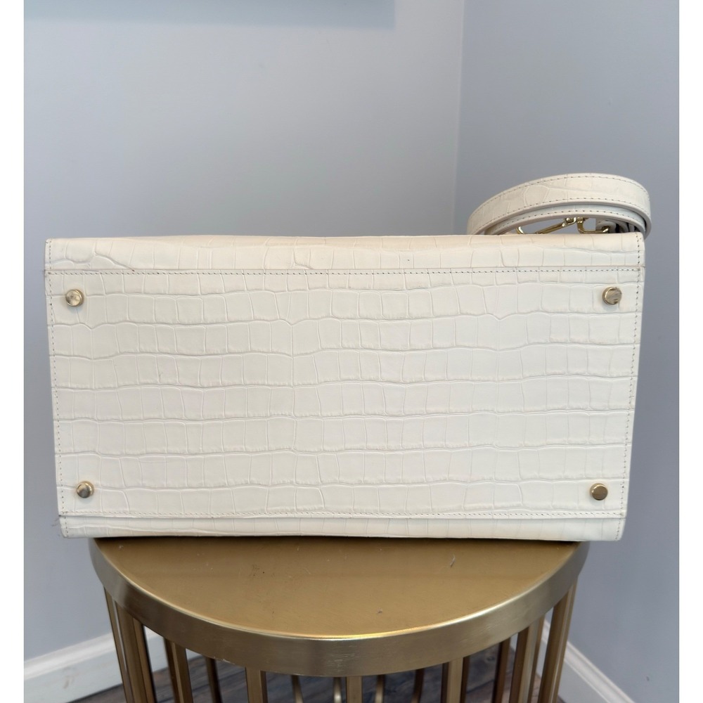 Claudia Firenze Cream Croc Embossed Leather Satchel Handbag NWT - Picture 8 of 12